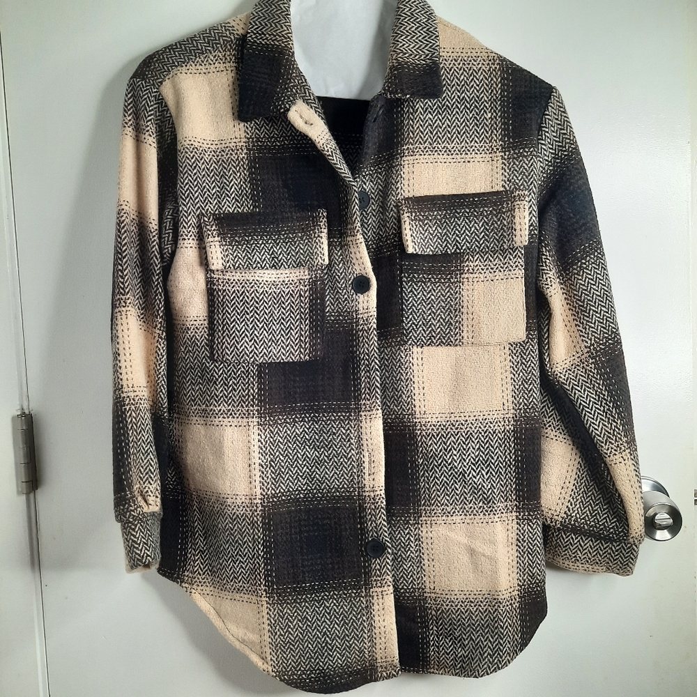 Lot of 3 SHEIN Frenchy Plaid Print Flap Pocket Overcoat size 4 Small